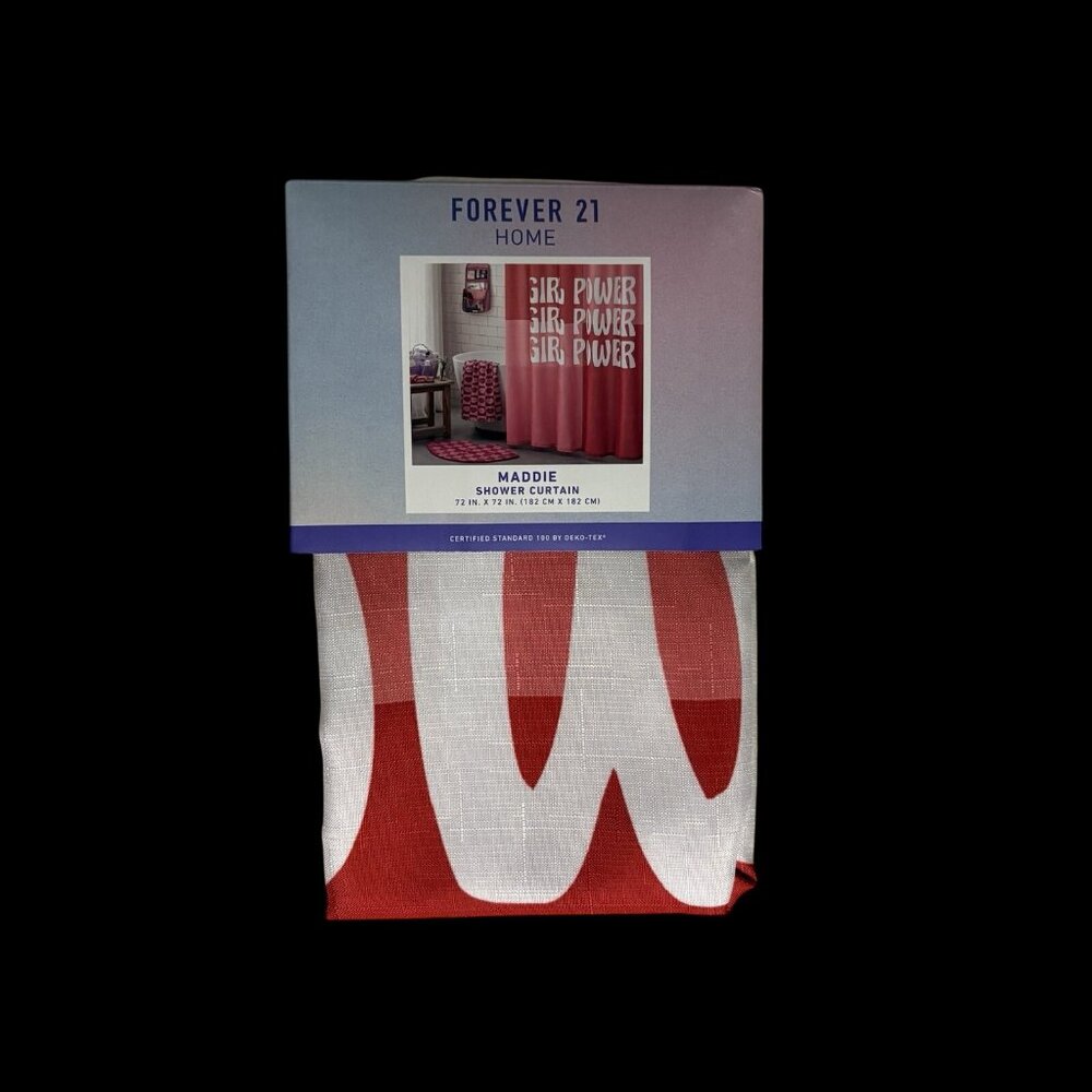 NEW Girl’s Forever 21 Girl Power Red Pink White Maddie Shower Curtain 72x72